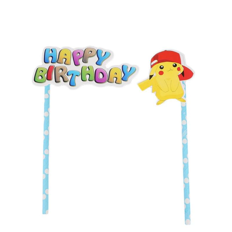 

Birthday Party Pikachu Decorations Triangular Flags Paper Tablecloths 1pc Pikachu Cake Flat