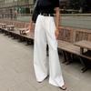 Women's High-Waisted Floor-Length White Commuter Pants - Versatile European & American Style