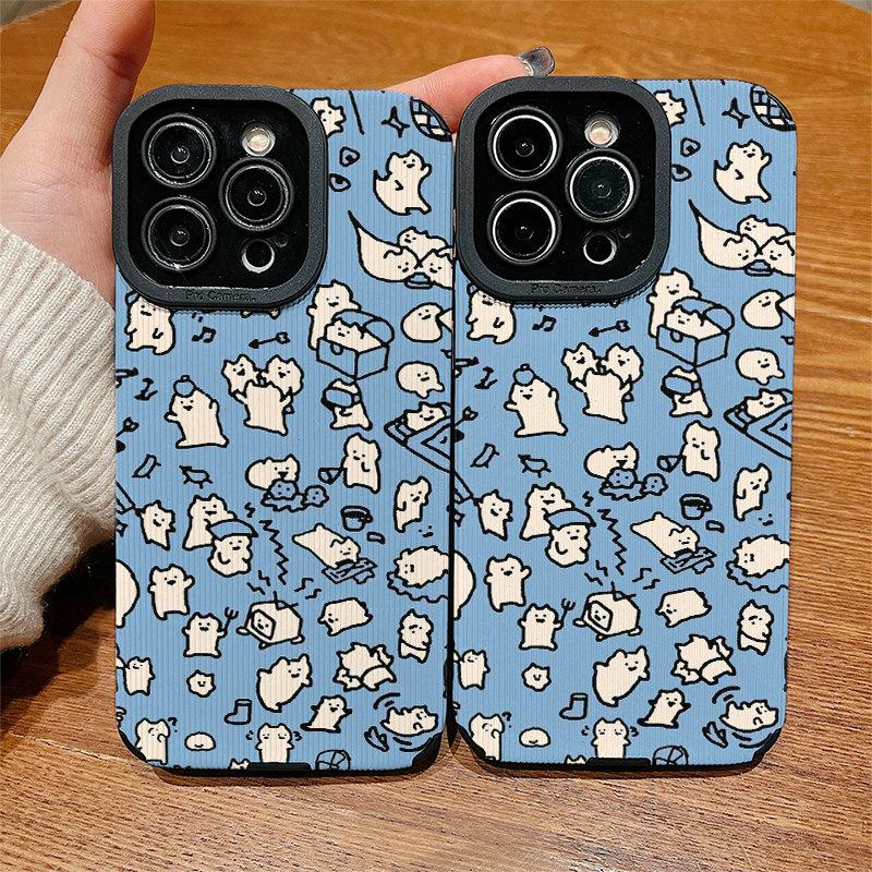Vertikale Lederschale Cartoon-bedrucktes Muster Stoßfeste Weiche Silikonhülle mit Kameraschutz Vollschutz für iPhone Samsung