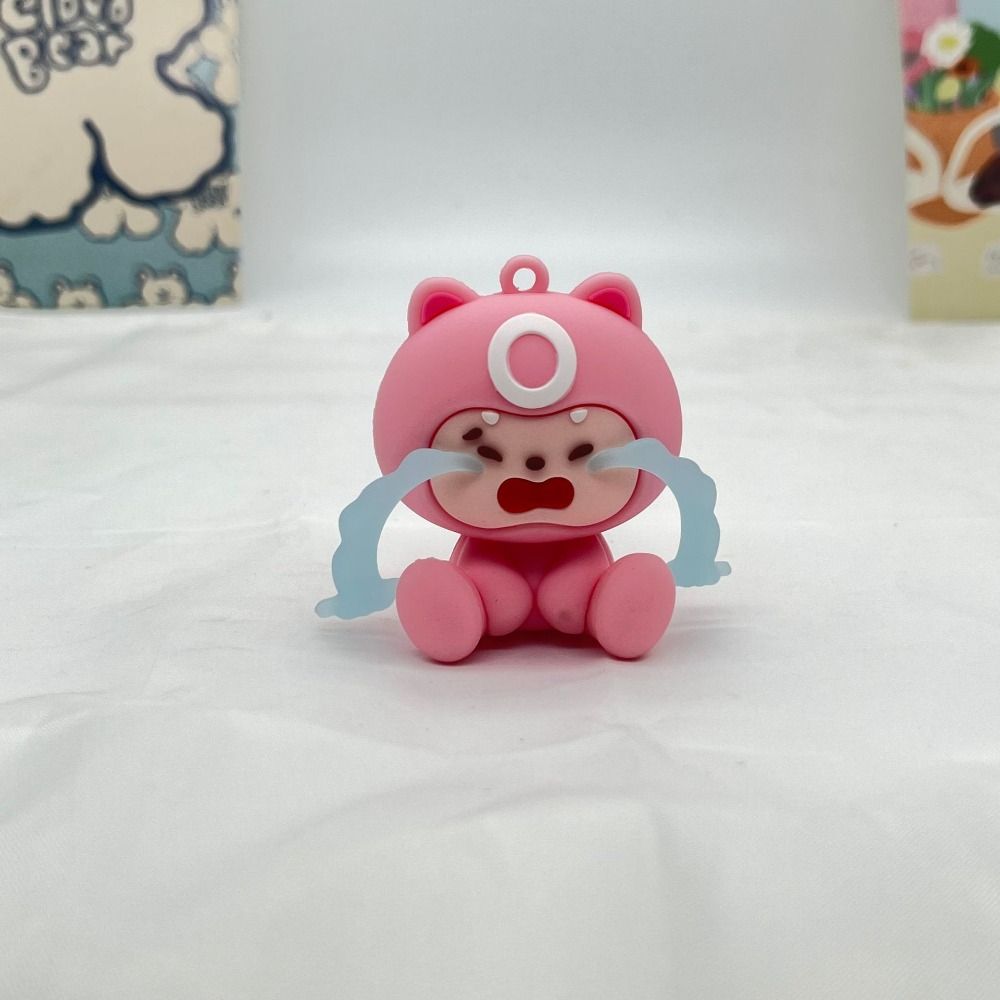 PVC Cartoon Pendant Crying Face Car Keyring Creative Dolls Keychain  Car Keychain