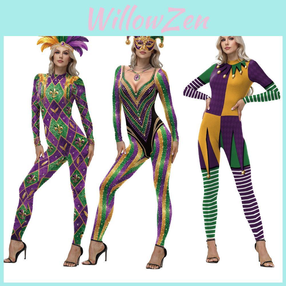 Mardi Gras Costume Jumpsuit With Polyester Fabric For Cosplay Performances