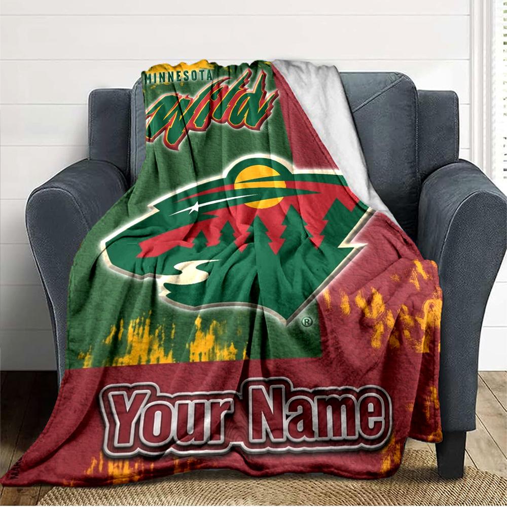 Name Custom Minnesota Wild Print Flannel Blanket High Quality Warm Comfortable Cover for All Seasons Perfect for Gifts Home Decor