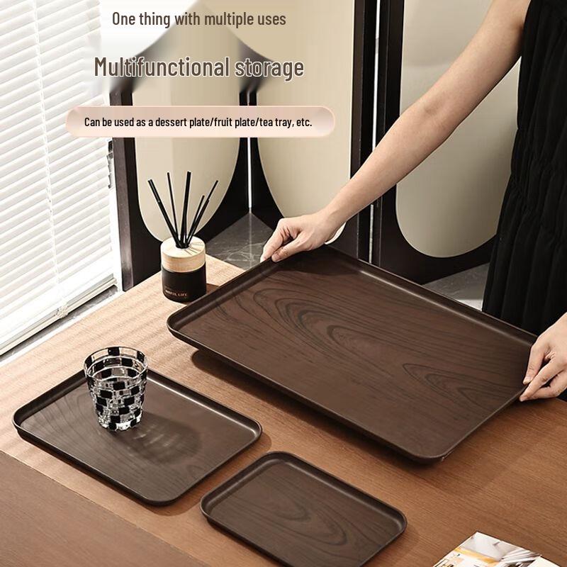 Nordic Style Faux Wood Grain Rectangular Serving Tray