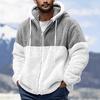 Men Hooded Fleece Jacket Adjustable Drawstring Long Sleeve Zipper Closure Coat Autumn Winter Warm Outerwear