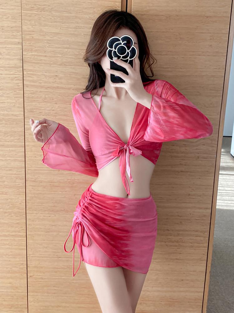 Women's Four-Piece Bikini Set: Slimming, Long Sleeve, Small Bust, High-End Swimwear 2025