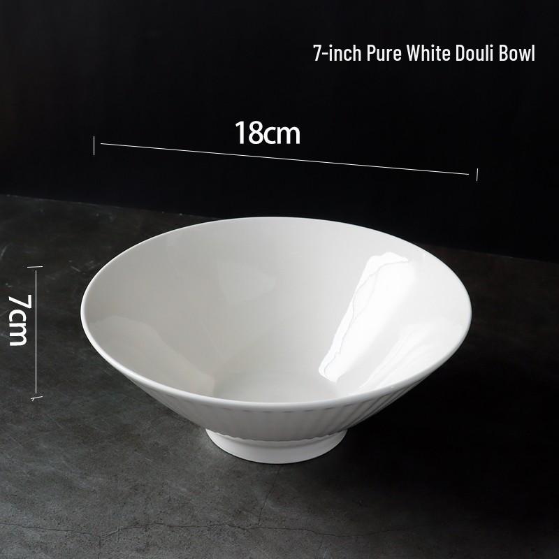2025 New Style Ceramic Noodle & Rice Bowl Set - Simple Pure White Ramen & Large Soup Bowls, 4-Piece