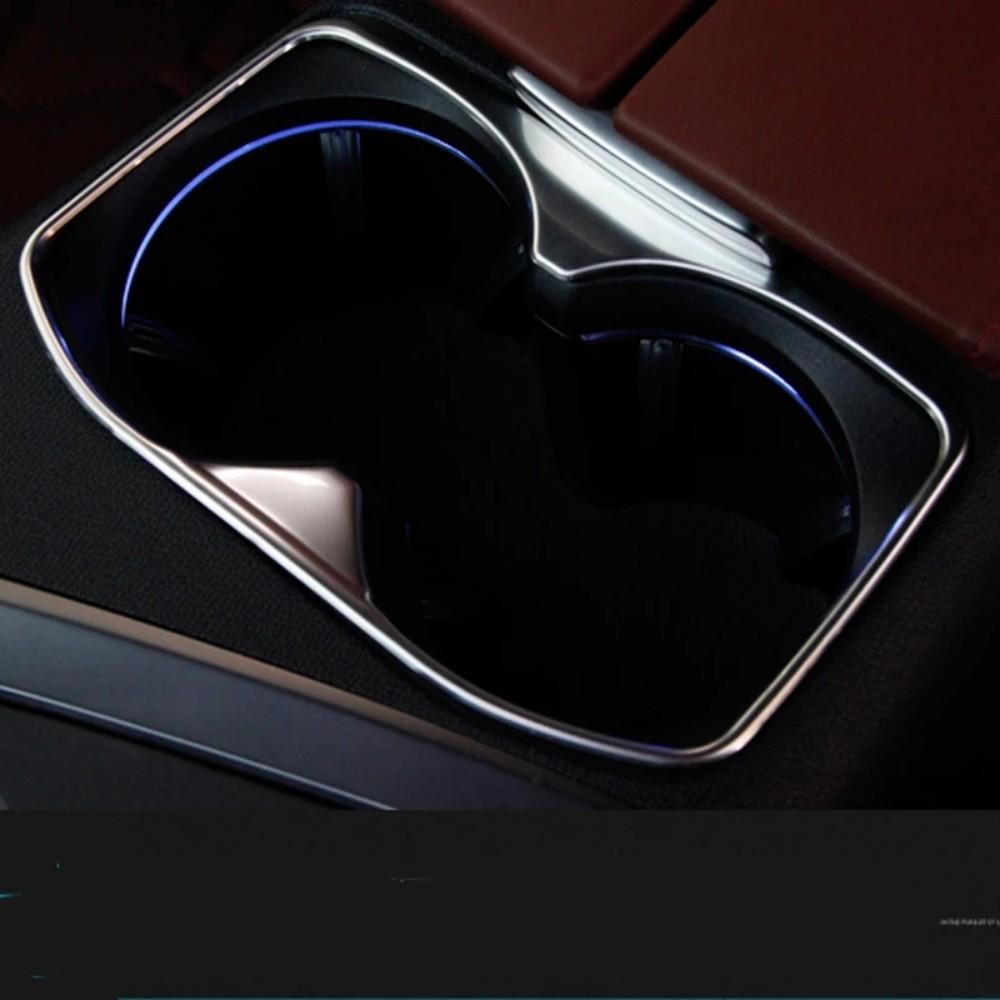 For Peugeot 3008 GT 5008 2017-2023 Car Styling Accessories Stainless Steel Interior Front Row Water Cup Holder Frame Cover Trim