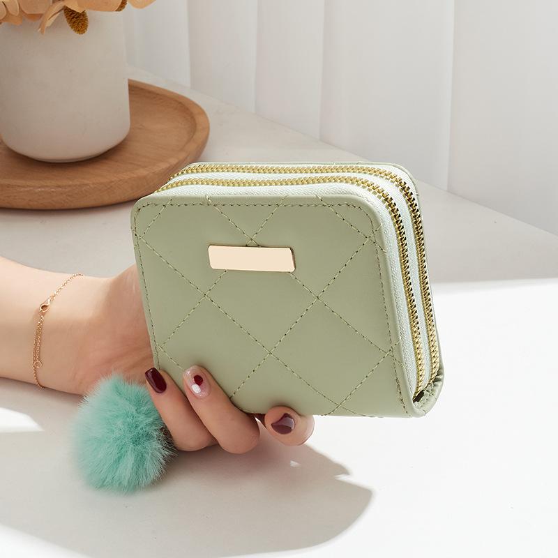 New Iron Standard Decorative Women's Rhombus Clutch Change Bag Double-layer Casual Bag Wallet Short Piece