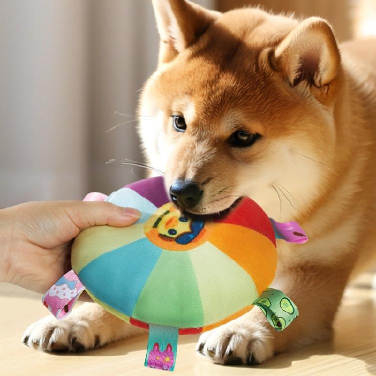 Plush Dog Flying Saucers With Squeaker Dog Fetches Toy Indoor Outdoor Dog Chewing Toy for Training and Daily Play