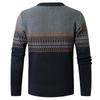 Herren Trendiger Gestreifter Strickpullover 2023: Rundhalsausschnitt, Halbreißverschluss, Lockere Passform.
