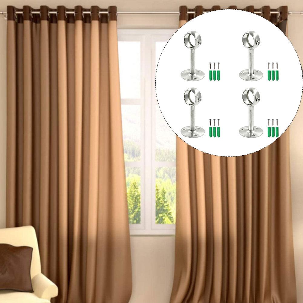 4-Pack Metal Curtain Rod Brackets for Wall Mounting with Construction for Bedroom Living Room Bathroom Kitchen Use