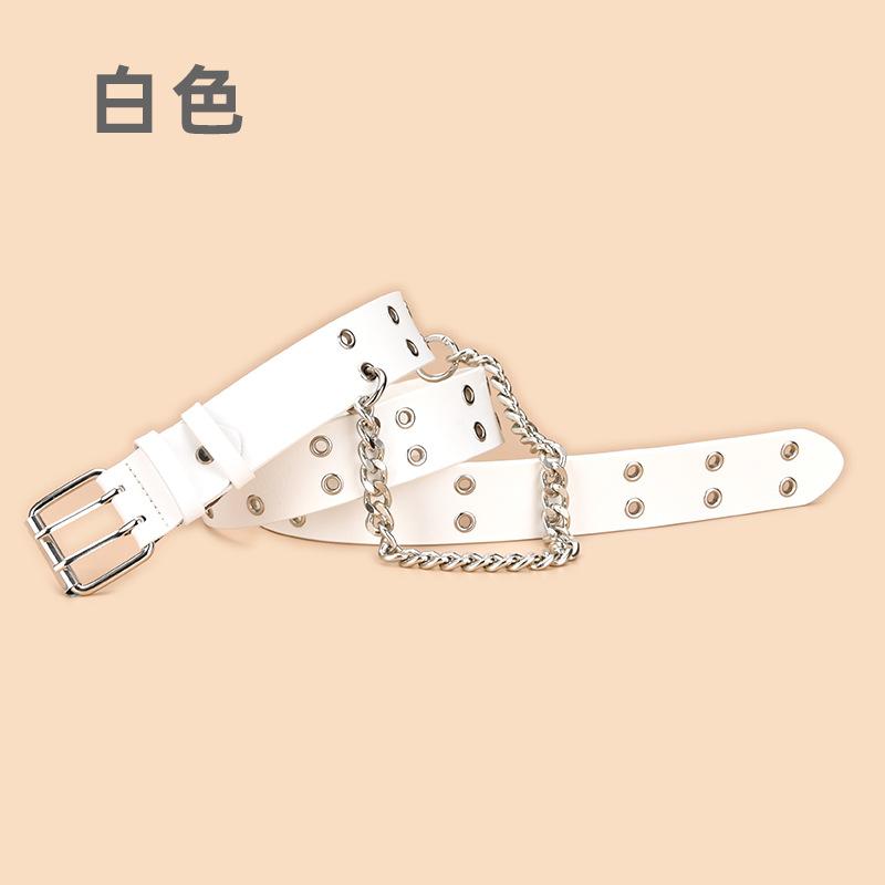 

Ремень из прозрачной кожи с двойными рядами отверстий, женский, с пряжкой в стиле панк, с декоративным ремнем в стиле джинсов 105cm