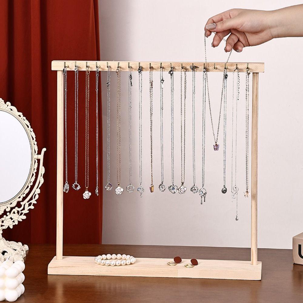 Exquisite Necklace Hanging Rack 12 /18 Hook Jewelry Jewelry Holder Simple Wood Necklace Stand  Home