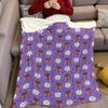 Lilac Strawberry Daisy Flannel Blanket Warm Soft Halloween Christmas Couch Warm Cozy Decorative Decor Gift for All Season