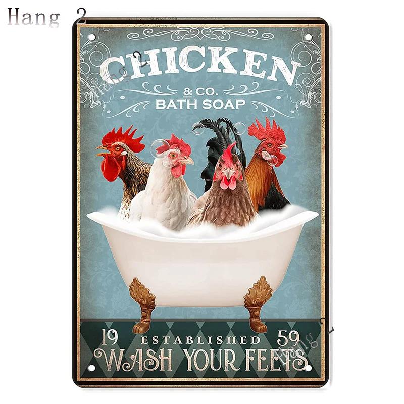 Funny Chicken Coop Sign Slow Chickens At Play Caution Vintage Chicken Warning Tin Signs for Farmhouse Gate Fence Wall 8x12 Inch