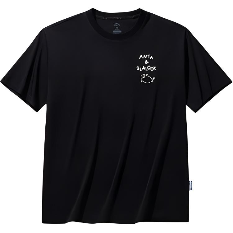 

Anta X Seal Look Collaboration Lifestyle Series Sport Casual Simple Loose Round Neck Pullover Letter Short Sleeve T-Shirt Men Tops 972528102-7 2XL