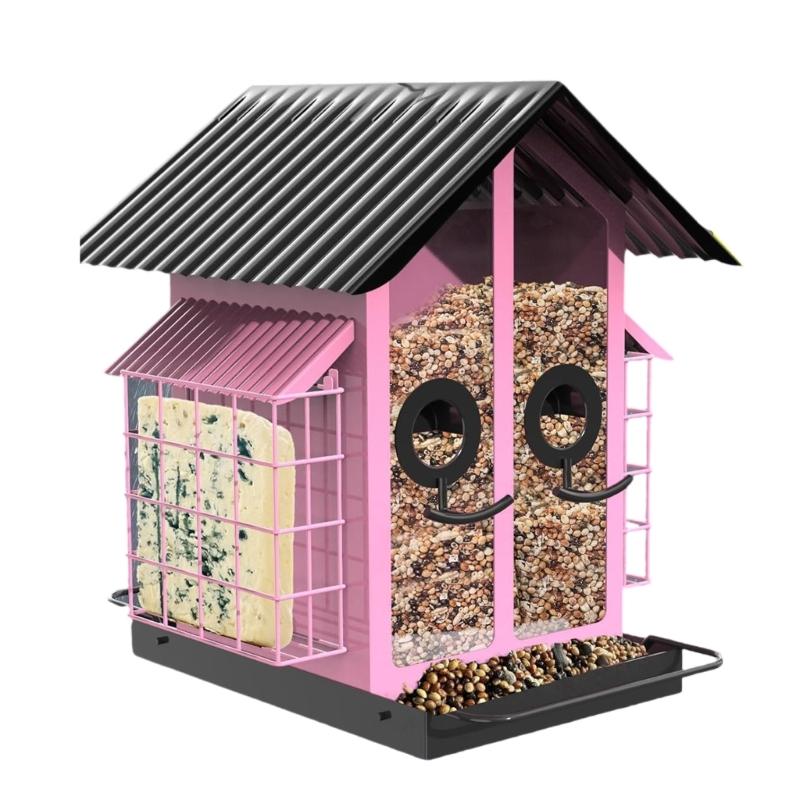 Outdoor Hanging Bird Feeder with Perch Large Capacity Feeding Station for Garden and Yard