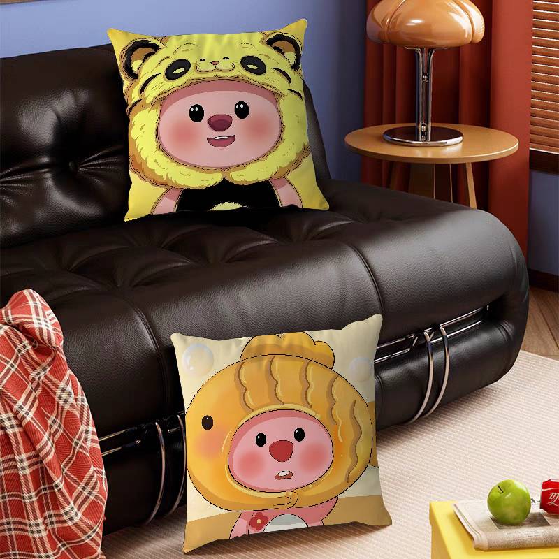 P-Pororos Cute L-Loopy Pillow Case Removable Washable Cushion Cover – All-Season Soft Linen