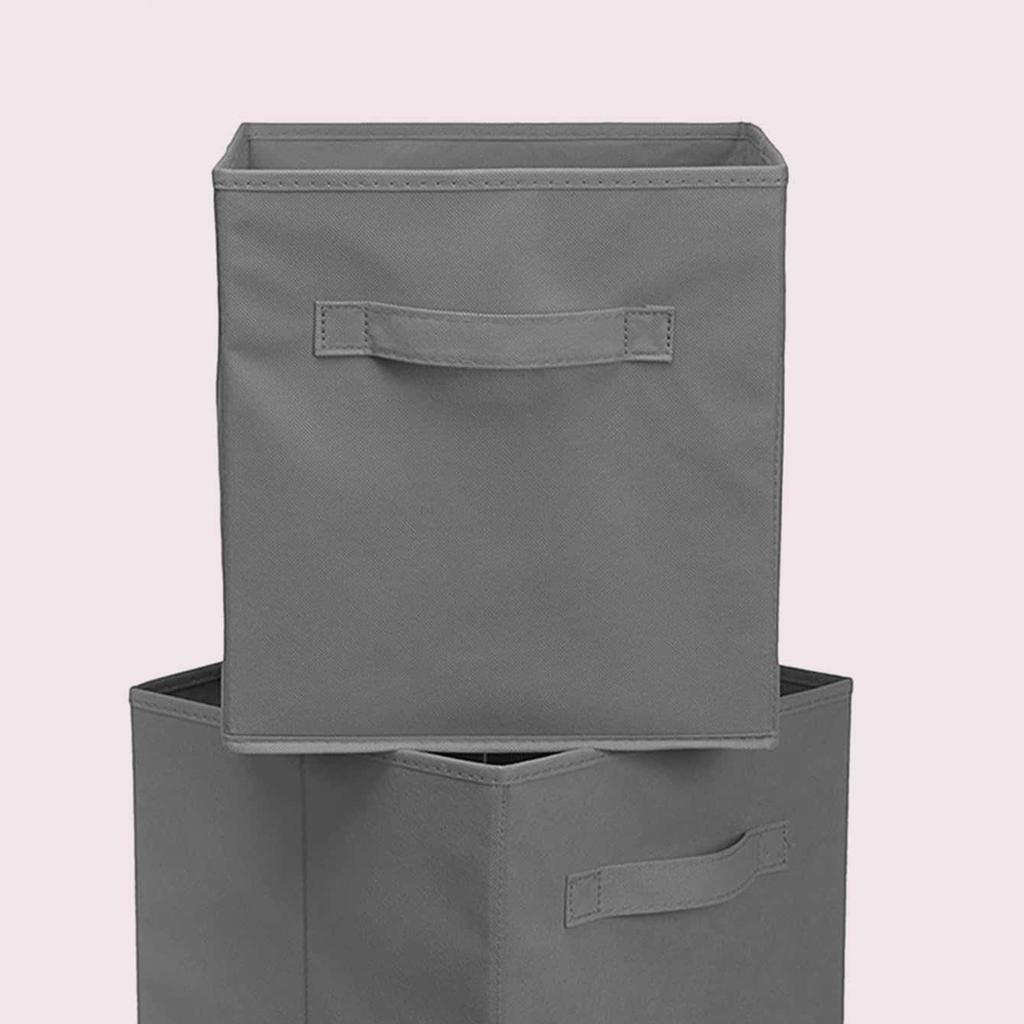 1pc - Grey uncovered square storage box with foldable fabric for household use, snacks, and miscellaneous items sorting basket