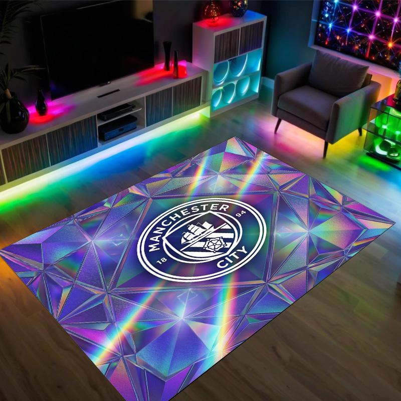 Manchester City Design Crystal Velvet Carpet Cozy Non?Slip Printed Rug For Bedroom Living Room Entrance
