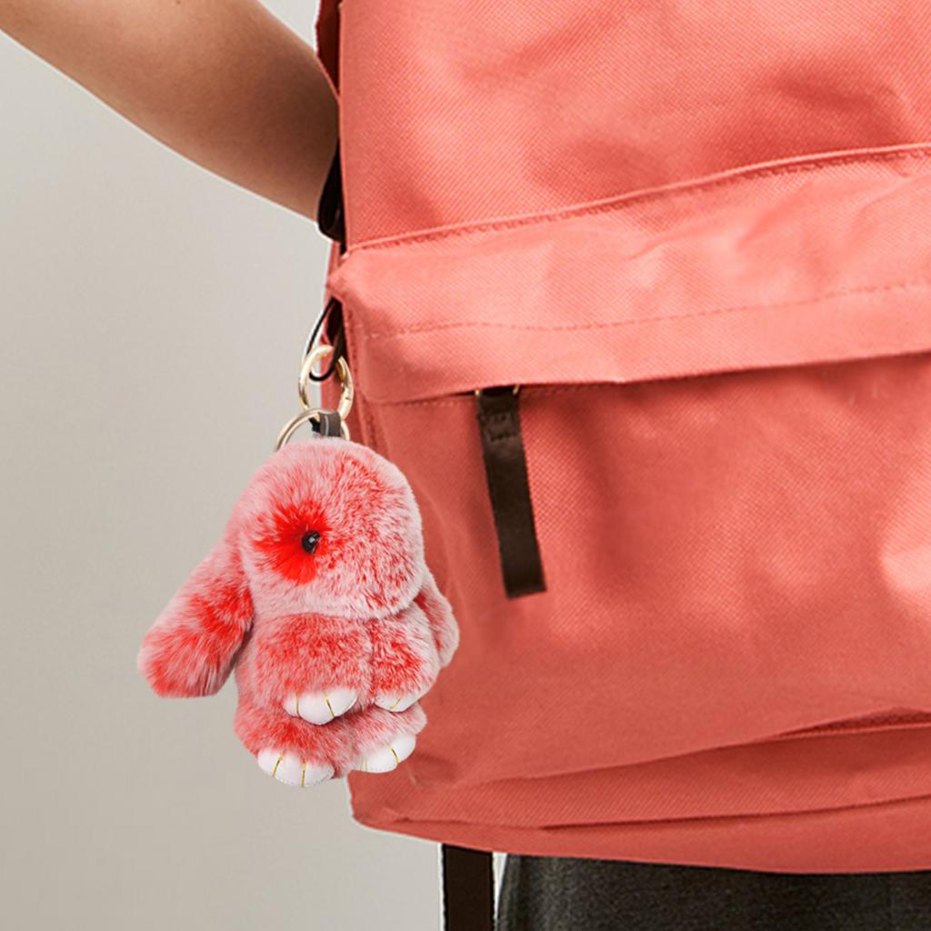 Ručně vyráběné měkké pomponové přívěsky králíčků, nadýchané klíčenky s králíčky, přívěsky na klíče z umělé kožešiny pro dívky