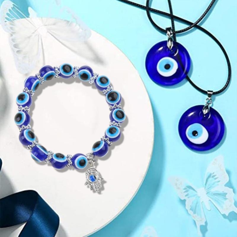 Fußkettchen für böse Augen Perlenkette Glücksbringer Kabbala zum Schutz Amulett Armband Türkisch Blaues Auge Armband
