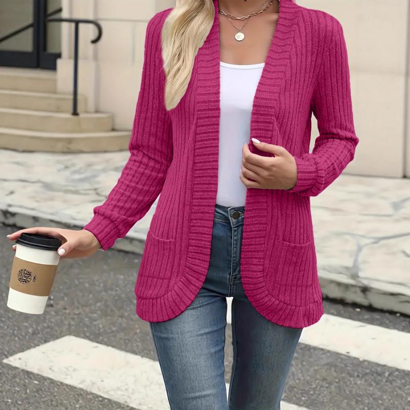 Solid Color Long-sleeved Versatile Women's Cardigan Jacket Casual Top