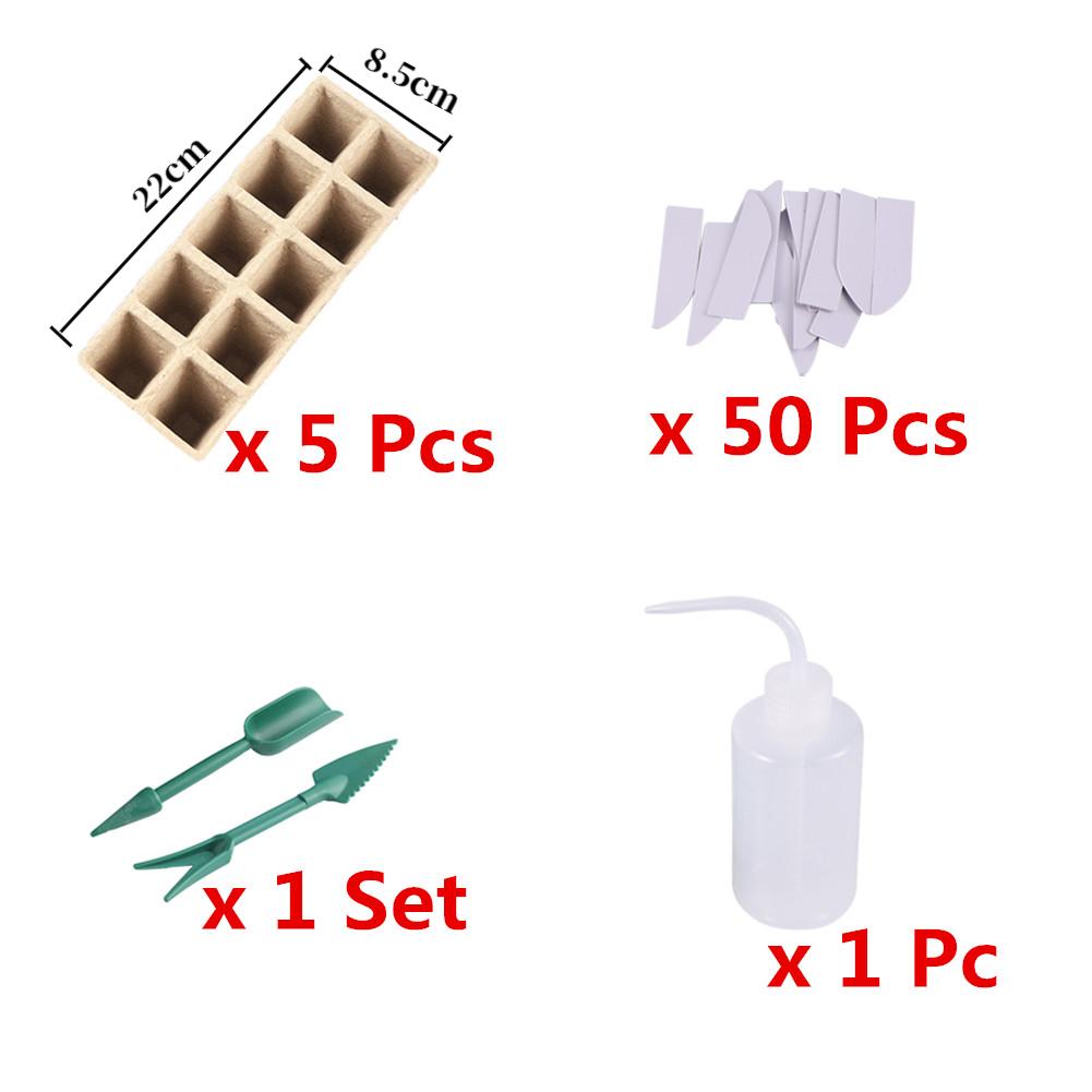 Garden Flowerpot 10 Cell Seedling Germination Cup  Biodegradable Paper Pulp Cup With Garden Shovel Fork Spray Bottle And Label