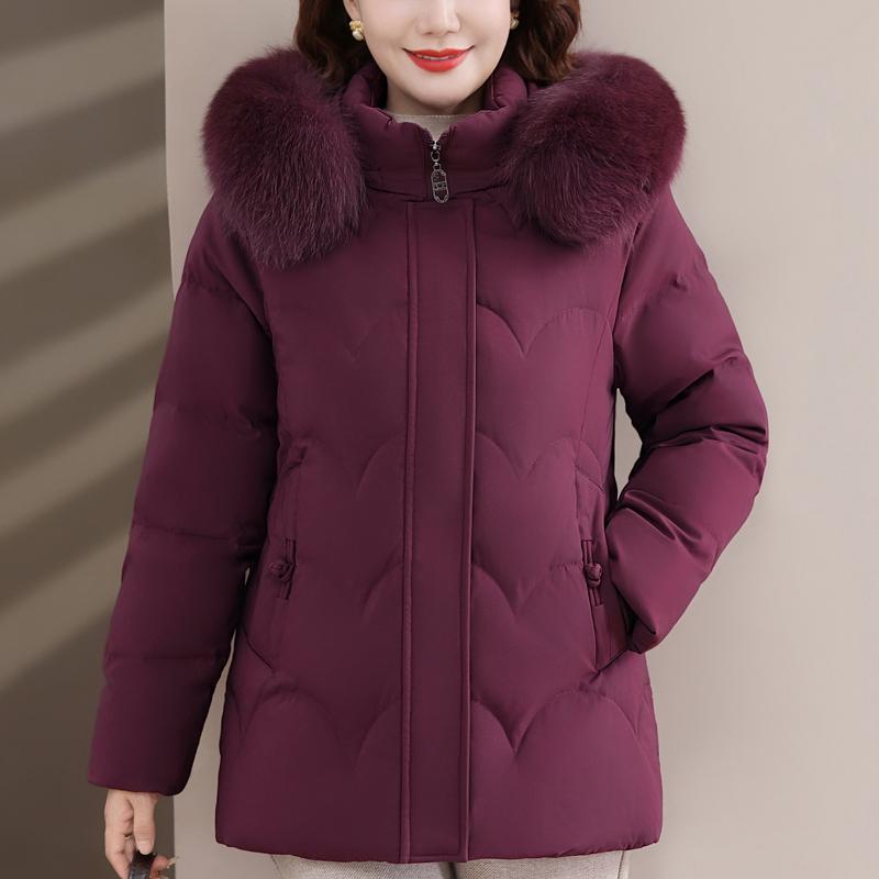 

Воротник из натурального меха, женские зимние пуховики средней длины, с капюшоном, больших размеров, толстые пуховые пальто, женская верхняя одежда 5XL фуксия