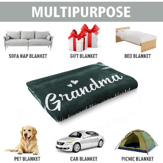 Afterprints Gifts for Grandma Blanket, Grandma Birthday Gifts, Mothers Day, Grandparents Day Present for Grandma from Granddaughter, We Love You Cozy