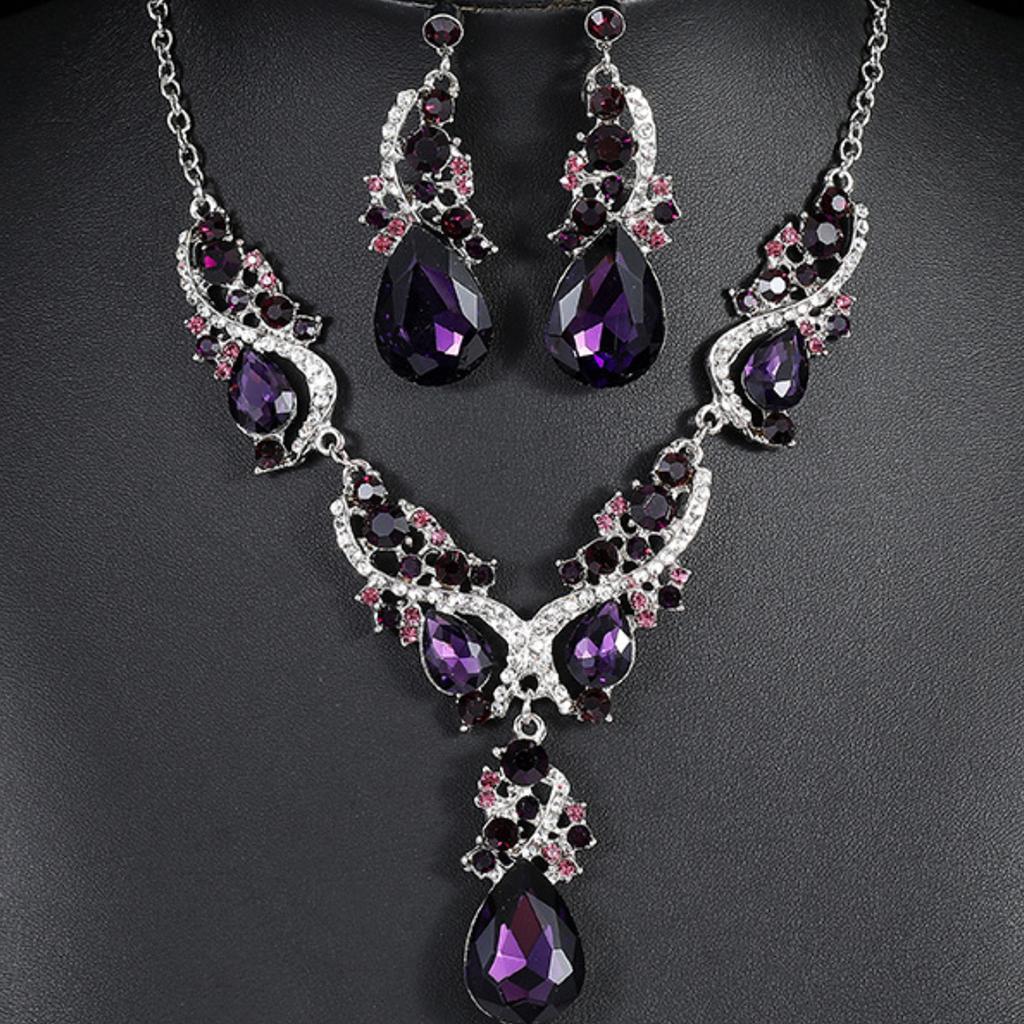 Jewelry Wholesale Fashion New Exquisite Necklace Earring Set Shiny Bride Jewelry Set Hot Selling Collarbone Necklace