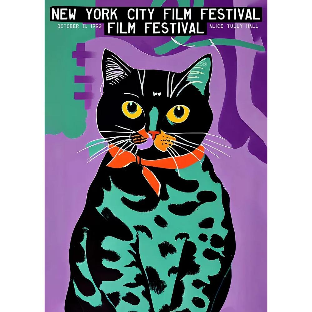 Funny Cats French Jazz and Wine Posters Reading Hobbies Cartoon Prints Canvas Painting Wall Art Pictures Home Living Room Decor