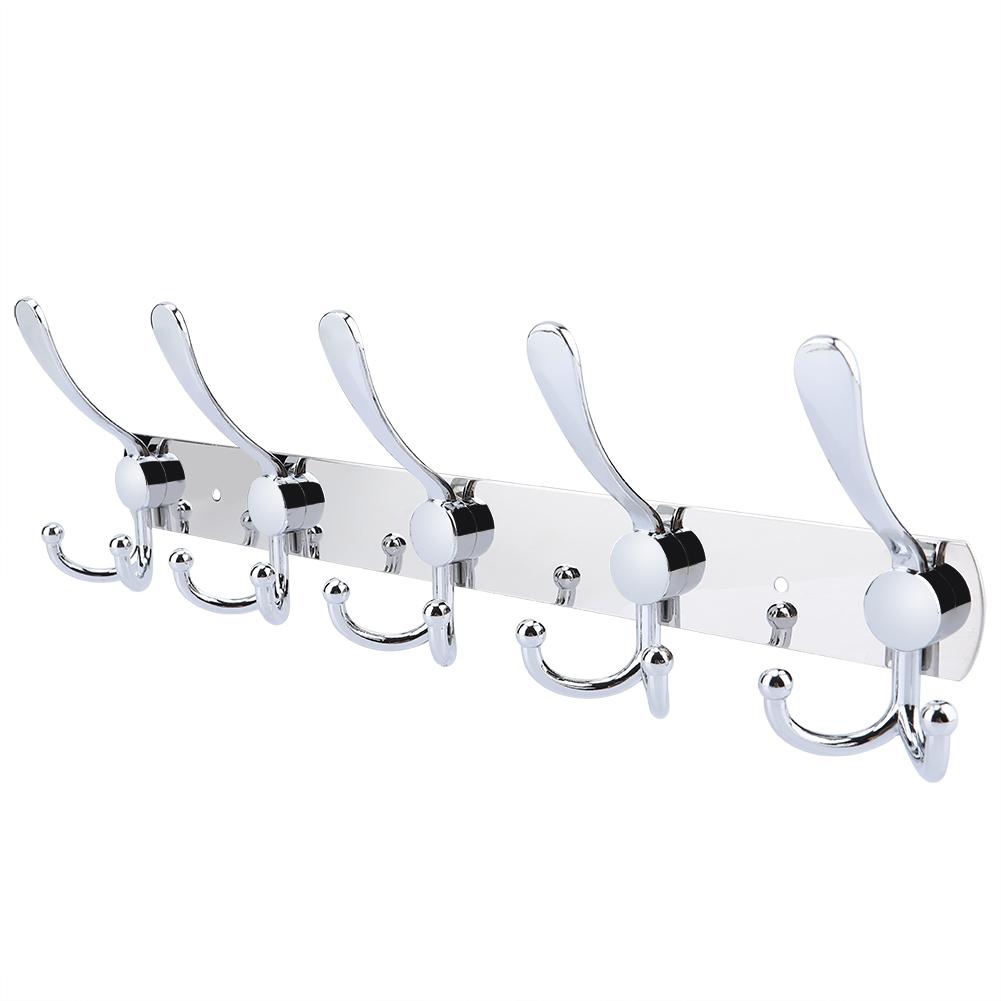 Multifunktionale Wandhakenleiste aus Edelstahl Handtuch-Hut-Ablage für Badezimmer (5 Haken)