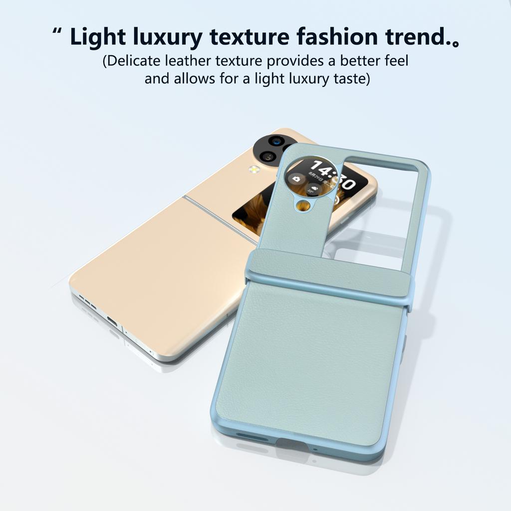 For Oppo Find N3 Flip 5G Case Hinge Protection Leather Coated PC Folding Phone Cover