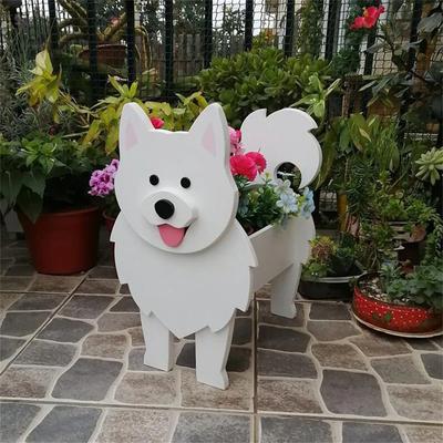 Blumentopf für den Garten, niedlicher Übertopf in Hundeform, Samojede, Labrador, Schäferhund, Vase, Töpfe aus PVC, für Zuhause und draußen, Gartendekoration, Blumentöpfe