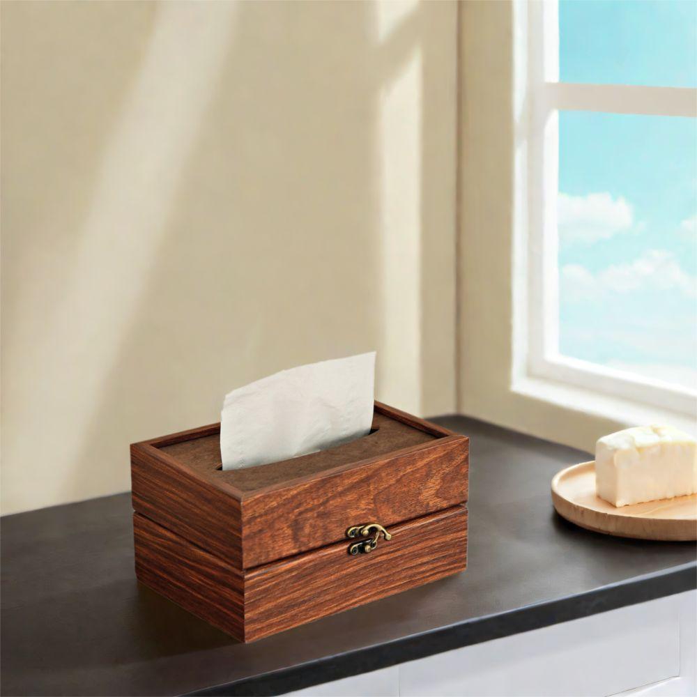 Elegant Napkin Storage Box Retro Napkin Holder Creative Wooden Tissue Box Cafe Use