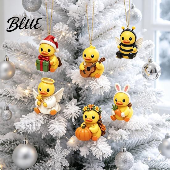 Family Ritual Holiday Gift Duck Advent Calendar 24-Day Christmas Countdown Box with Cute Acrylic December Daily Surprise Toy Tree Hanging Decor for