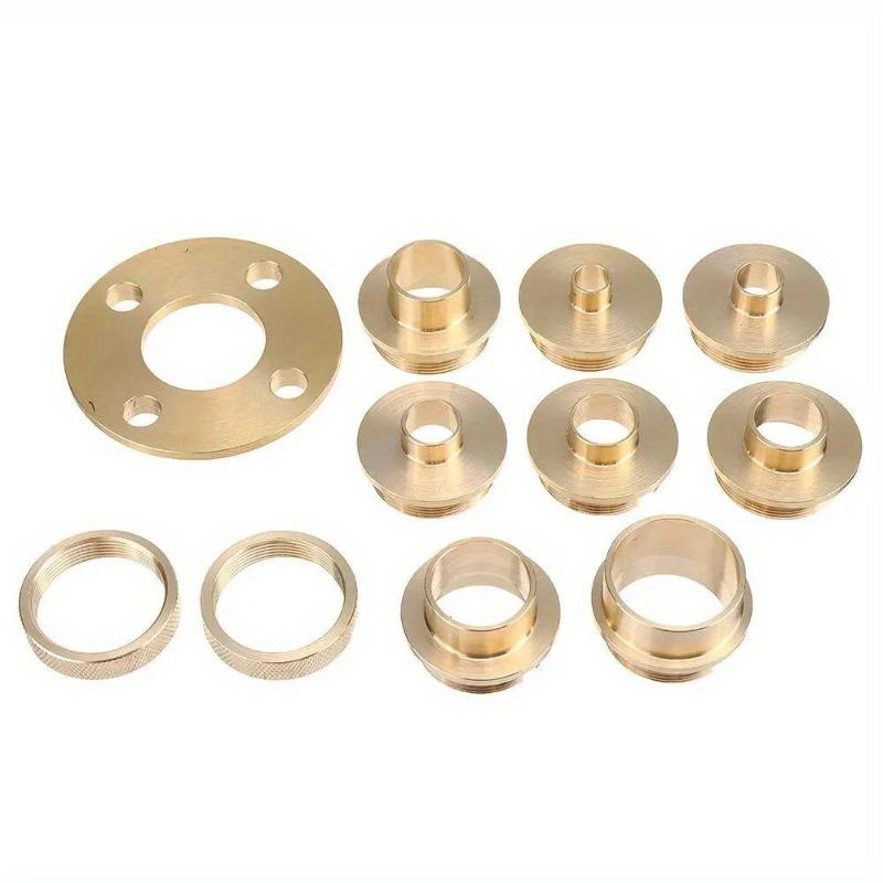 Allsome 11 Pcs Woodworking Router Bushing Guide 10-30mm Copper Premium Router Guide Bush.