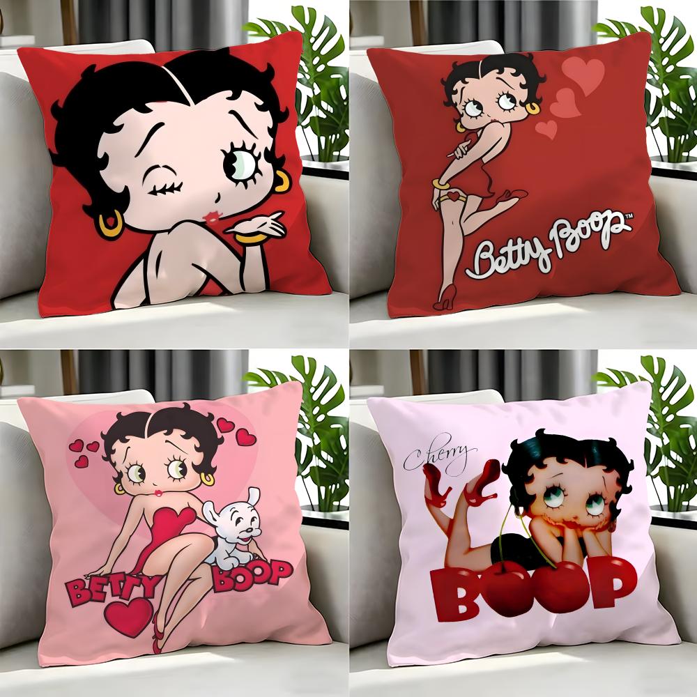 Cartoon Betty Boop Cushion Cover Cushion Cover Set 4Pcs 50X50 45X45 40X40 Pillowcase Decorative Sofa Home Decor