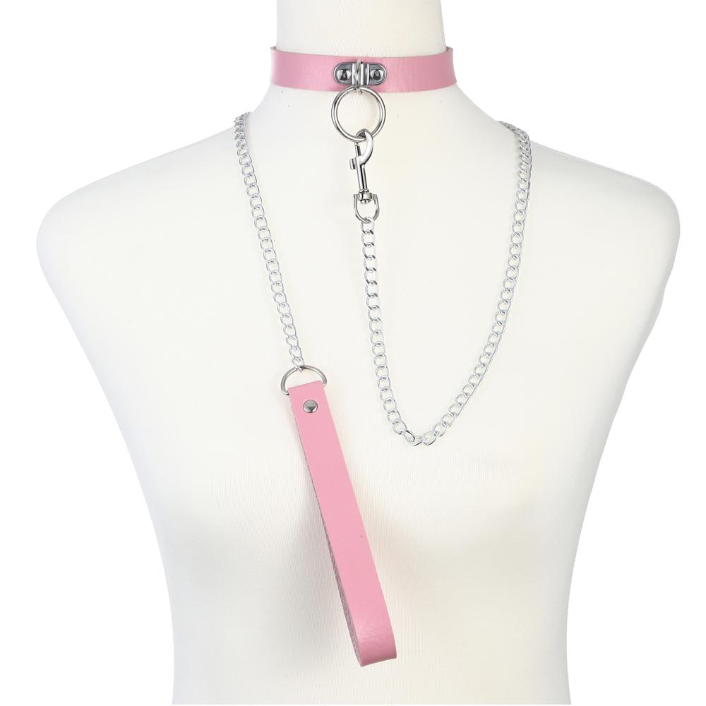 Chain Leash Choker Collar for Women Alt Fashion Leather Chocker Sexy Costume Jewelry Halloween Cosplay Accessories