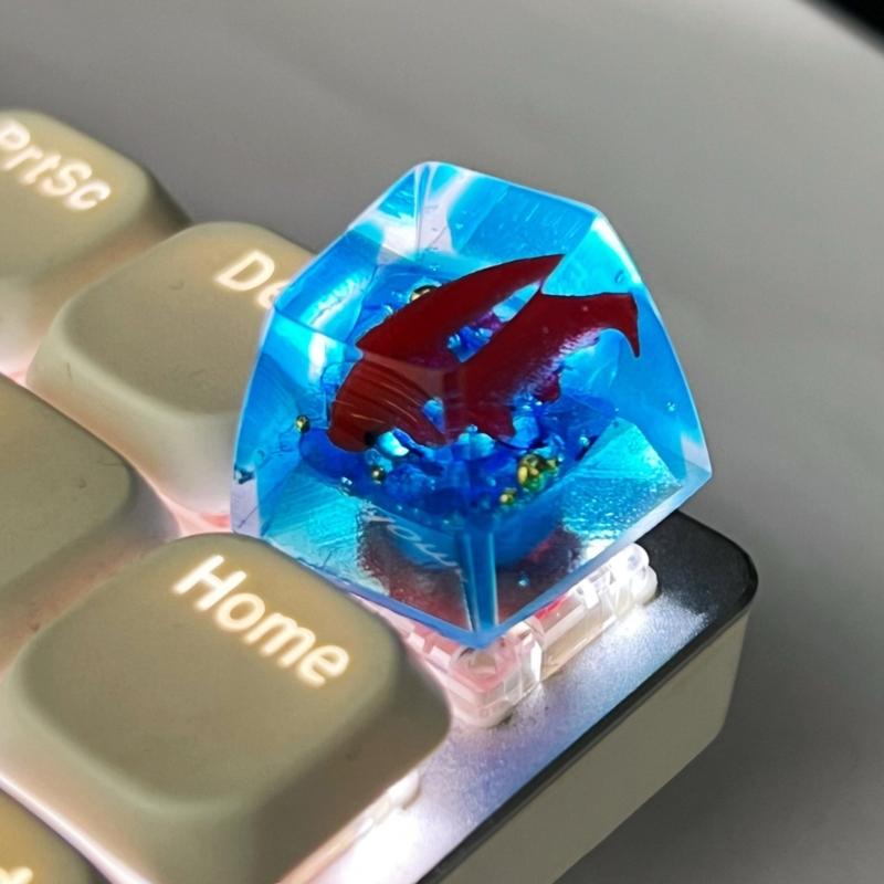 Unique Resin Fish Keycap For Mechanical Keyboards Switches With Glowing Design And Ergonomic Shape