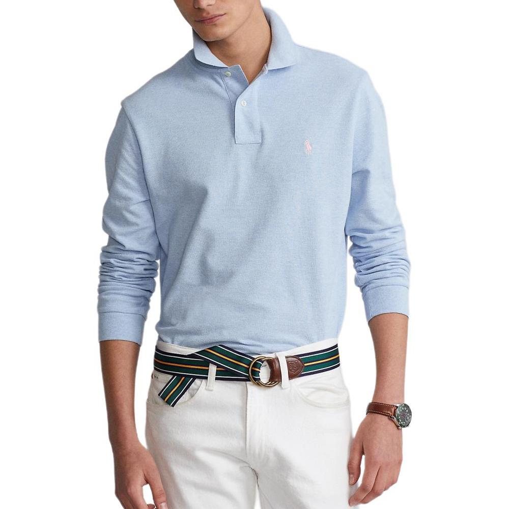 Polo Ralph Lauren Embroidered Pony Logo Long Sleeve Polo Shirt Men tops Light-Blue MNPOKNI16821831-400