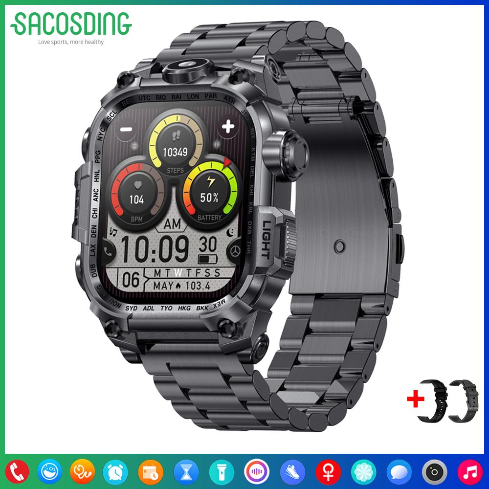 

2024 SACOSDING Смарт-годинник для чоловіків Smartwatch 650mAh Battery Digital Fitness Tracker AOD Bluetooth Call Watches Sport Waterproof