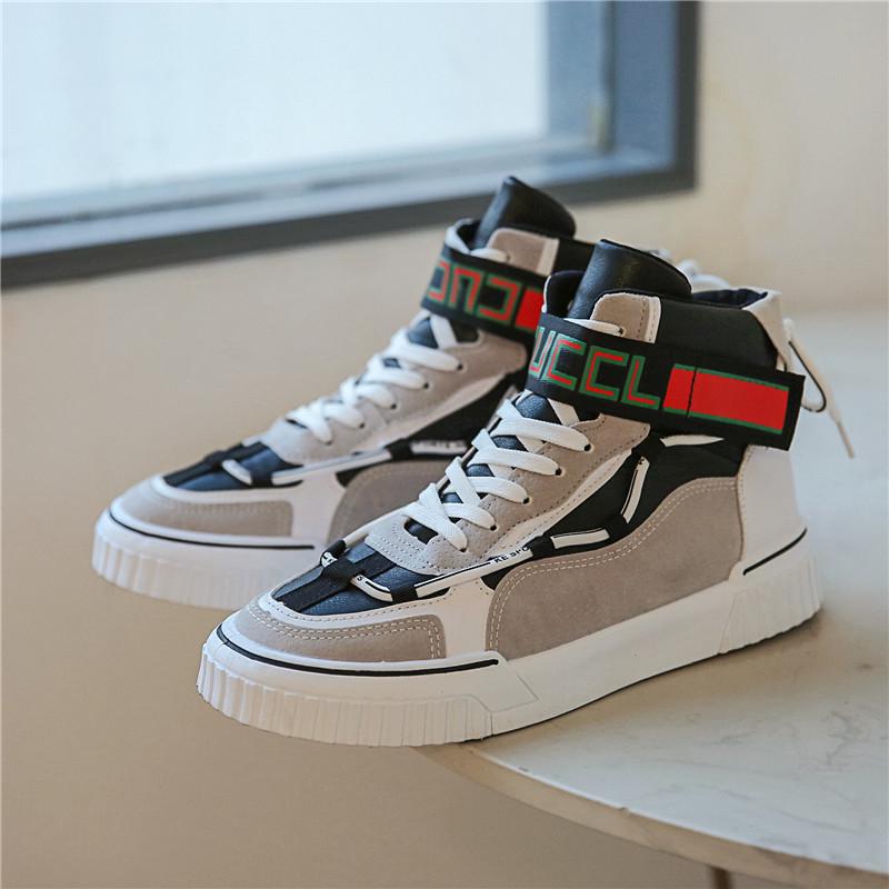

Мужские кроссовки с высоким верхом Дизайнерская обувь Смешанные цвета ПУ кожа Повседневная обувь Мужская 2024 Мода Кроссовки на плоской платформе Tenis Masculino 44
