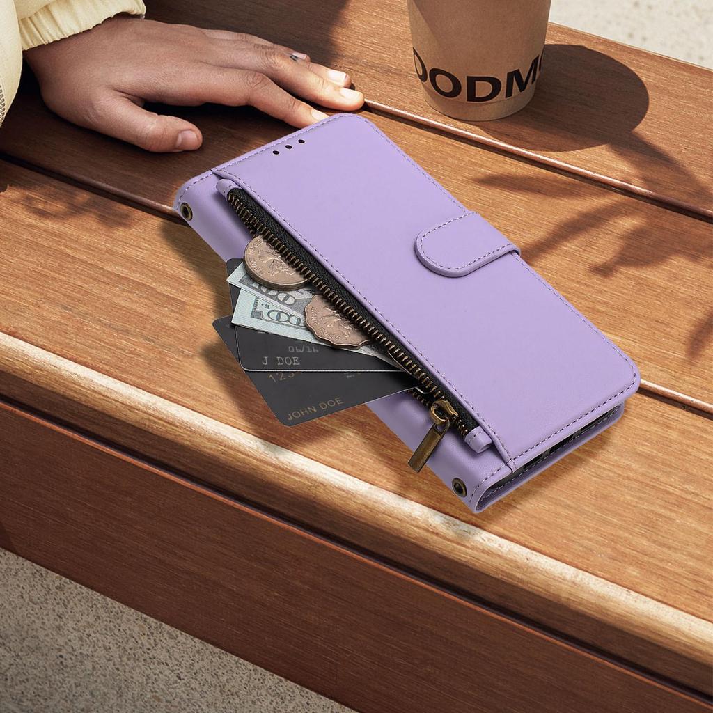 Solid Color Leather Zipper Wallet Case for Pixel 11 Pro XL with Card Slot, Google 10A Protective Cover.