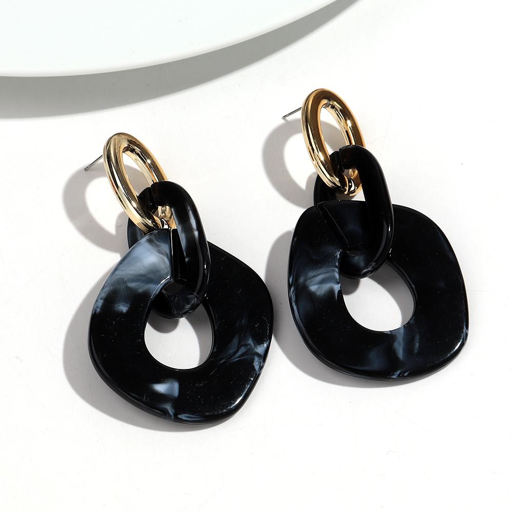 New Leopard Acrylic Big Link Chain Long Earrings for Women Exaggerated Irregular Geometric Drop Earring Statement Jewelry Gifts
