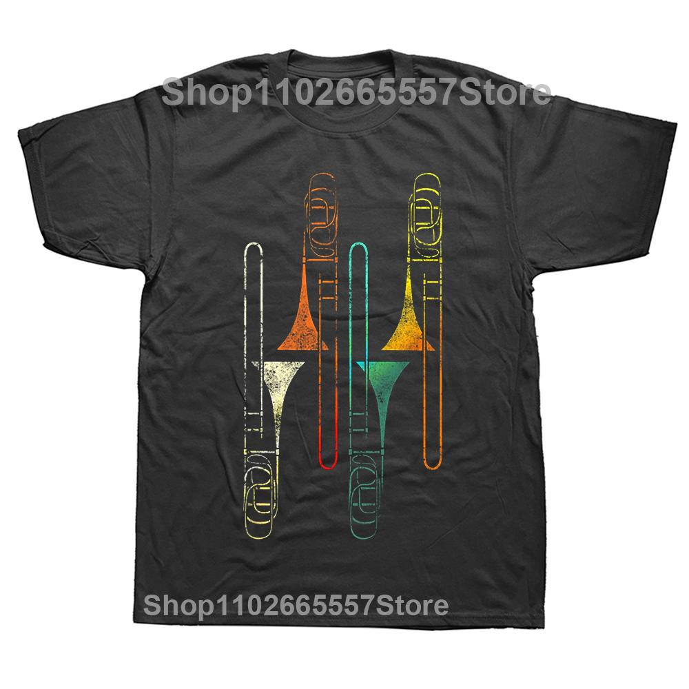 Funny Trombone Gift Jazz Music Marching Band T Shirts Graphic Cotton Streetwear Short Sleeve Birthday Gifts Summer Style Tshirt