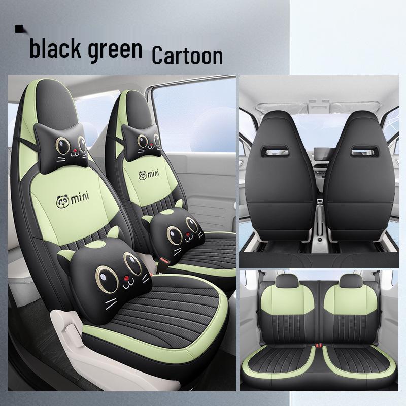 Panda Mini Cartoon Leather Car Seat Cover - Full Surround, Fits 23 Models, Cute Design