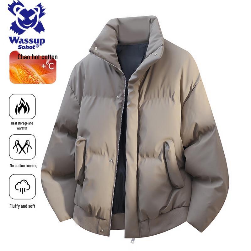 Wassup Sohot Men's American Retro Stand Collar Puffer Jacket