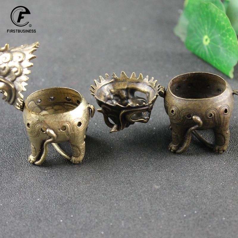 Antique Copper Classical Chinese Mythical Beast Incense Burners Ornaments Brass Mini Sandalwood Censers Home Decorations Crafts